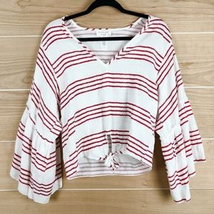 Lavender Field - Striped Bell Sleeve Blouse